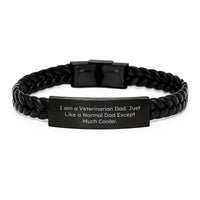 Load image into Gallery viewer, Veterinarian Dad Interlaced Leather Bracelet Gifts for Men from Family - Funny Unique Graduation Unique Gifts - Image 1
