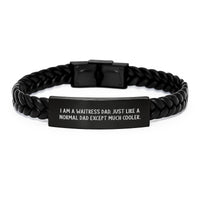 Load image into Gallery viewer, Graduation Unique Gifts for Waitress Dad with Funny Interlaced Leather Bracelet, Engraved Stainless Steel for Men, Women, Coworkers, Friends - Image 1