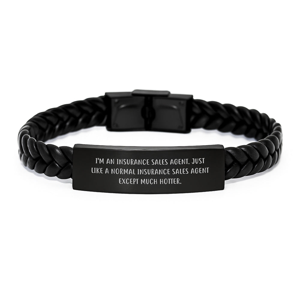 Insurance Sales Agent Gifts - Hotter than Average Interlaced Leather Bracelet for Graduation, Funny Quote Inside - Gifts from Family, Friends, or Coworkers for Insurance Sales Agent - Image 1