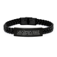 Load image into Gallery viewer, Gifts from Mom, a Financial Advisor Mom, to Financial Advisor Friends and Family - Unique Interlaced Leather Bracelet for Graduation, Funny Inspirational Quote, Men, Women - Image 1