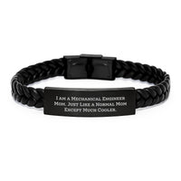Load image into Gallery viewer, Mechanical Engineer Mom Gift, Interlaced Leather Bracelet, Stainless Steel and PU Leather, Graduation Unique Gifts from Mom to Mechanical Engineer, Funny Quote 'I Am A Mechanical Engineer Mom' - Image 1