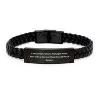 Load image into Gallery viewer, Gifts for Operations Manager, Funny and Cool Interlaced Leather Bracelet, Graduation Unique Gifts from Mom, I Am An Operations Manager Mom Except Much Cooler. - Image 1