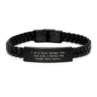 Load image into Gallery viewer, Sales Manager Mom's Special Gift Ideas, Graduation Unique Gifts for Sales Manager Men, Interlaced Leather Bracelet for Sales Manager Friends - Image 1