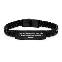 Load image into Gallery viewer, Trainer Mom Gift - Unique Graduation Unique Gifts for Trainer Mom from Friends, Funny Inspirational Quote Interlaced Leather Bracelet for Women Men - Image 1