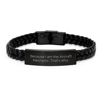 Load image into Gallery viewer, Aircraft Mechanic Gifts for Him Funny Inspirational Quote Interlaced Leather Bracelet Stainless Steel PU Leather Graduation Unique Gifts - Image 1