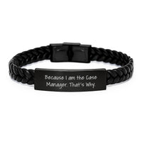 Load image into Gallery viewer, Funny Case Manager Gifts for Men, because I Am The Case Manager. That's Why, Interlaced Leather Bracelet, Unique Graduation Unique Gifts from Family to Case Manager - Image 1