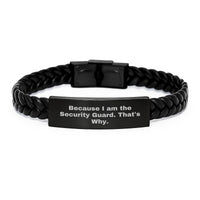 Load image into Gallery viewer, Funny Security Guard Gifts from Men to Security Guard Friends, Interlaced Leather Bracelet with Stainless Steel for Christmas Unique Gifts - Image 1