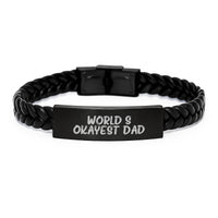 Load image into Gallery viewer, Funny World's Okayest Dad Graduation Gifts Interlaced Leather Bracelet for Men, Gifts from Family, Best Dad Presents, Unique Gift for Dads - Image 1