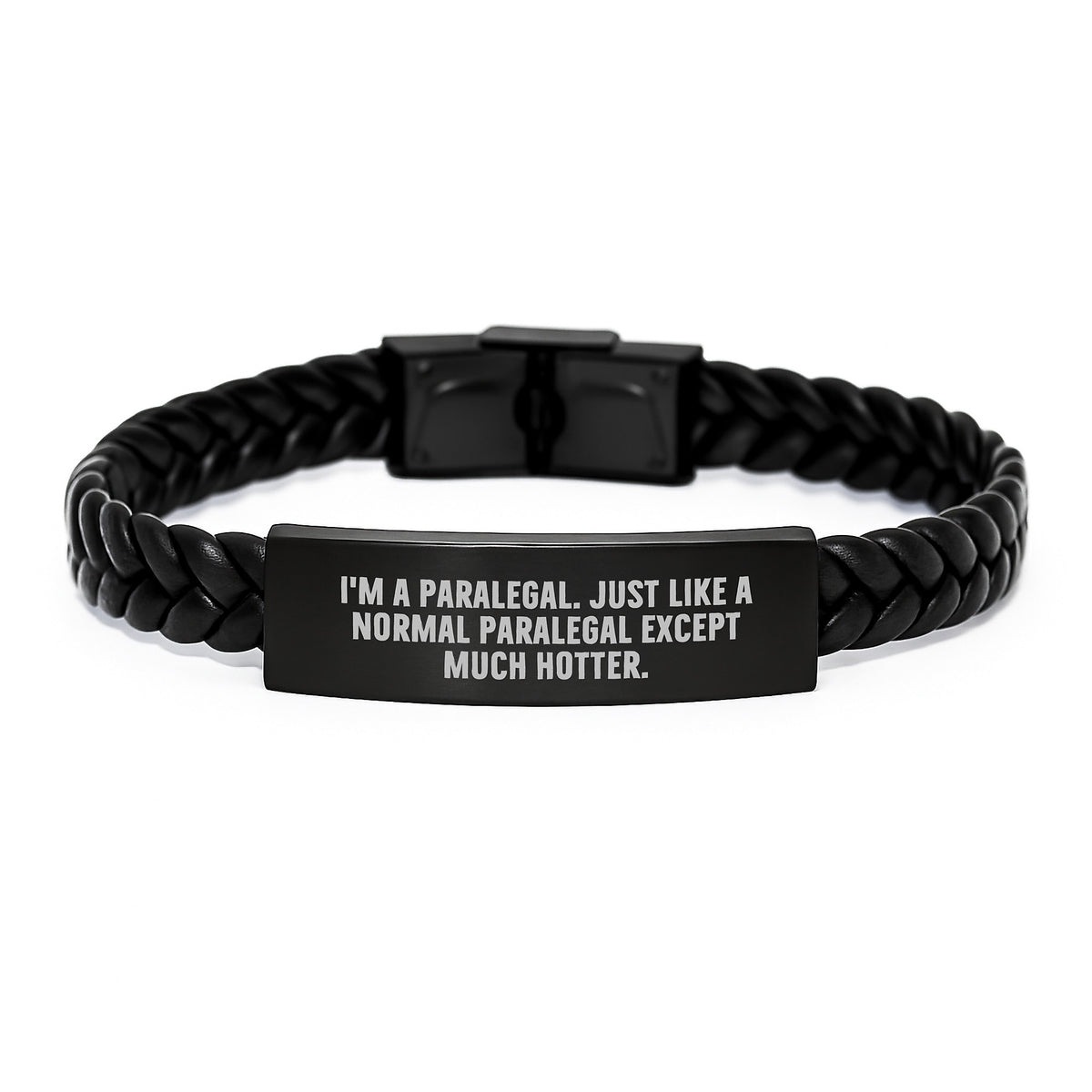 Paralegal Gifts - Hot & Humorous Quote Interlaced Leather Bracelet, Gifts from Men to Paralegal Friends for Graduation - Unique Stainless Steel and PU Leather Combination - Image 1