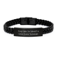 Load image into Gallery viewer, Crime Scene Technician Interlaced Leather Bracelet for Him Birthday Gift - Image 1