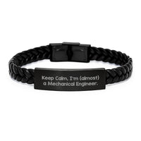 Load image into Gallery viewer, Funny Mechanical Engineer Gifts from Friends - Interlaced Leather Birthday Unique Gift for Men - &#39;Keep Calm, I&#39;m (almost) A Mechanical Engineer.&#39; Quote - Image 1
