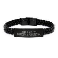 Load image into Gallery viewer, Pediatrician Humor Inspirational Graduation Gift Unique Interlaced Leather Bracelet, Gifts from Family - Image 1