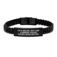 Load image into Gallery viewer, Sailor Humor Interlaced Leather Bracelet Gifts from Men to Sailor Friends on Graduation Day - Hot Sailor Quote - Image 1
