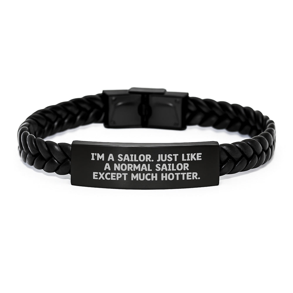 Sailor Humor Interlaced Leather Bracelet Gifts from Men to Sailor Friends on Graduation Day - Hot Sailor Quote - Image 1