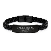 Load image into Gallery viewer, Analyst Keepsake Interlaced Leather Bracelet for Him Birthday Gift - Image 1