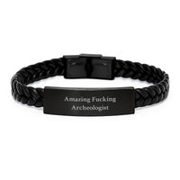 Load image into Gallery viewer, Funny Archeologist Gifts for Men, Women, or Friends - Interlaced Leather Bracelet with Stainless Steel and PU Leather, Great for Graduation Unique Gifts from Family - Image 1