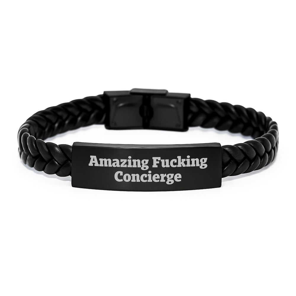 Funny Concierge Gifts for Men from Friends - Amazing Interlaced Leather Bracelet for Birthday - Image 1