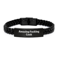 Load image into Gallery viewer, Funny Cook Gifts from Friends for Birthday - Amazing Interlaced Leather Bracelet, Stainless Steel Engraved, 7.87 inches Long - Image 1

