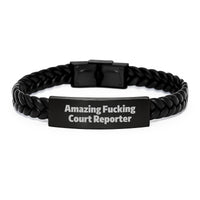Load image into Gallery viewer, Funny Court Reporter Gifts from Men to Court Reporters, Amazing Interlaced Leather Bracelet for Graduation, Court Reporter Unique Gifts - Image 1