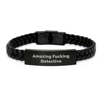 Load image into Gallery viewer, Detective Keepsake Interlaced Leather Bracelet for Him Birthday Gift - Image 1