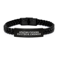 Load image into Gallery viewer, Funny Electrical Engineer Gifts for Men Birthday Unique Interlaced Leather Bracelet from Friends, Coworkers, Family - Image 1
