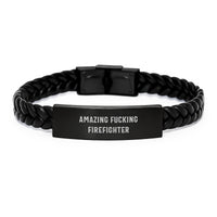 Load image into Gallery viewer, Firefighter Keepsake Interlaced Leather Bracelet for Him Graduation Gift - Image 1