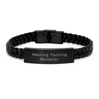 Load image into Gallery viewer, Mechanic Keepsake Interlaced Leather Bracelet for Him Birthday Gift - Image 1