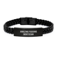 Load image into Gallery viewer, Mortician Keepsake Interlaced Leather Bracelet for Him Birthday Gift - Image 1