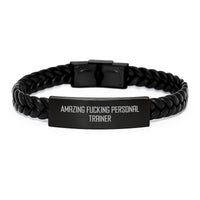 Load image into Gallery viewer, Personal Trainer Keepsake Interlaced Leather Bracelet Him Birthday Gift - Image 1