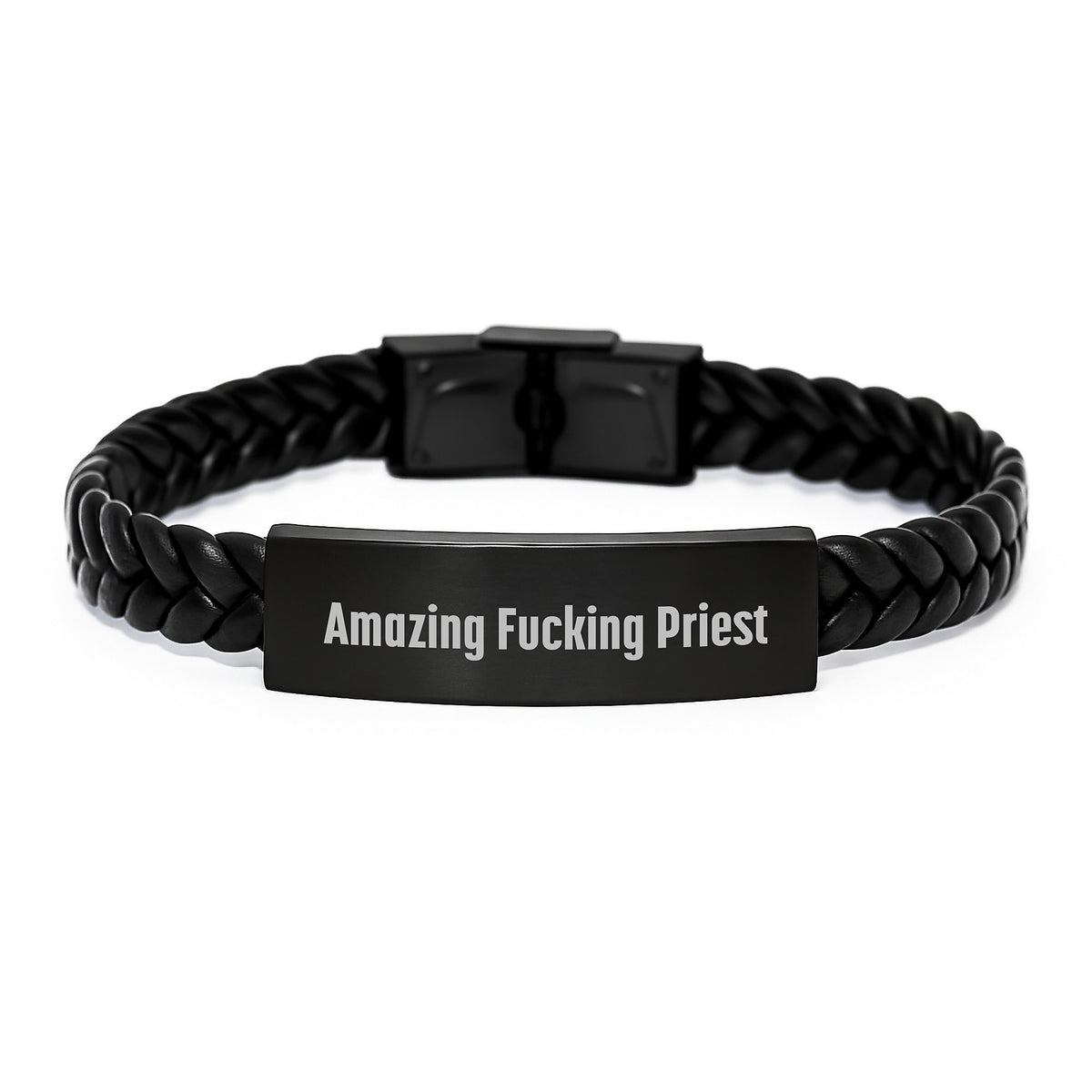 Funny Priest Gifts, Amazing Interlaced Leather Braclet for Men, Birthday Unique Gifts from Friends, Men's Priest Accessories - Image 1