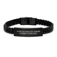 Load image into Gallery viewer, Crime Scene Technician Stainless Leather Bracelet for Him Birthday Gift - Image 1