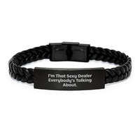 Load image into Gallery viewer, Dealer Keepsake Interlaced Leather Bracelet for Him Birthday Gift - Image 1