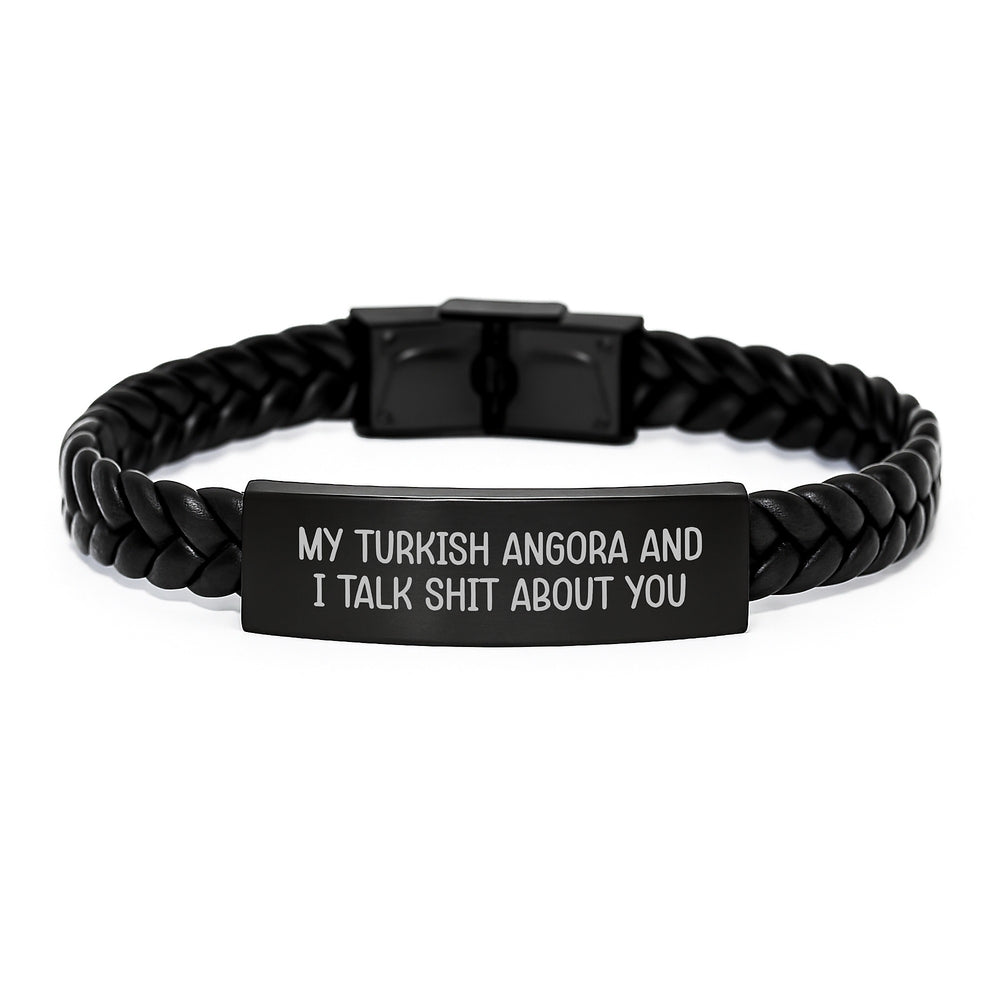 Turkish Angora Cat Gifts for Men - Funny Quote Interlaced Leather Bracelet, Gifts from Friends, Stainless Steel PU Leather Christmas Unique Present - Image 1