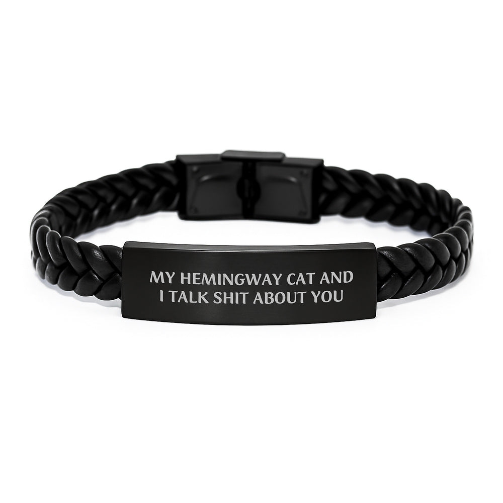 Hemingway Cat Funny Quote Interlaced Leather Bracelet Gifts from Friends for Birthday - Image 1
