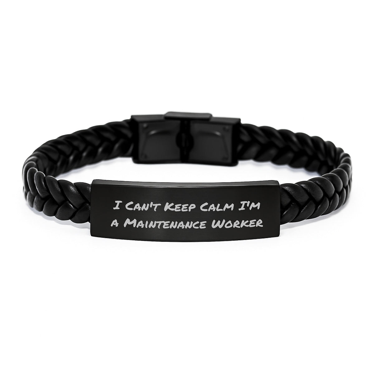 Funny Maintenance Worker Gifts - I Can't Keep Calm Interlaced Leather Bracelets for Men, Unique Christmas Unique Gifts from Friends to Maintenance Worker, Stainless Steel and PU Leather - Image 1