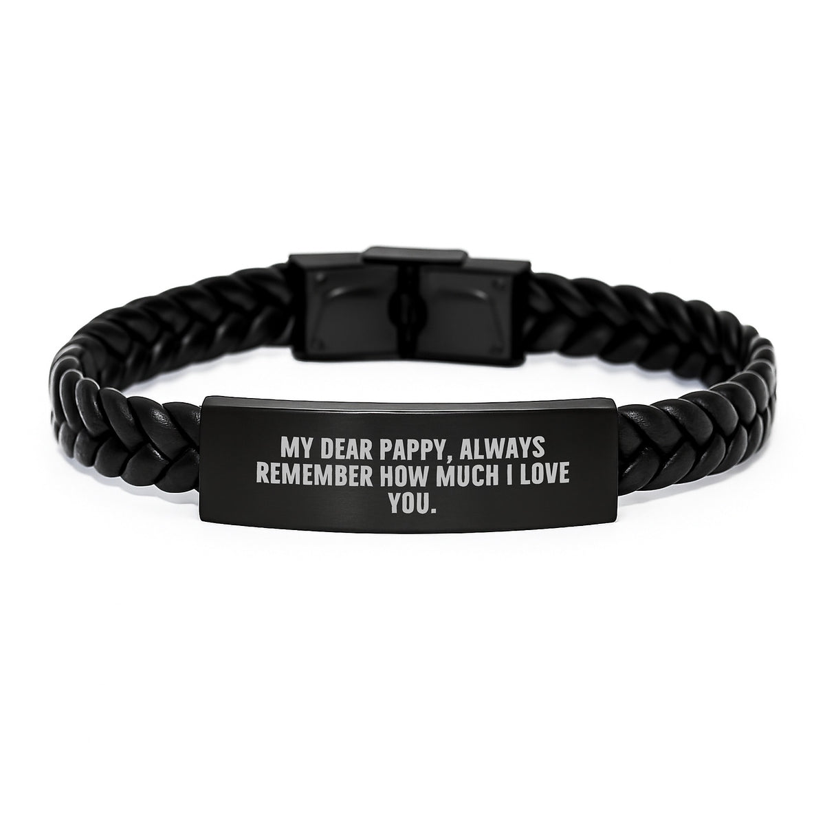 Pappy Gifts - Funny Quote Interlaced Leather Bracelet, Gift from Family, Christmas Unique Presents for Men, Engraved Stainless Steel - Image 1