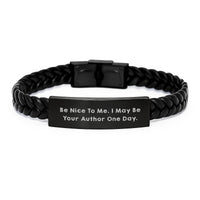 Load image into Gallery viewer, Funny Author Inspirational Interlaced Leather Bracelet Quote Gifts from Men to Author Graduation - Image 1