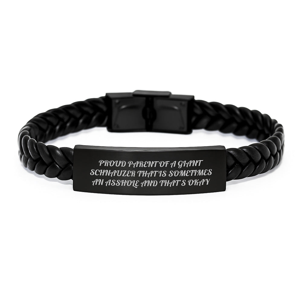 Giant Schnauzer Dog Gifts for Proud Parents - Funny Interlaced Leather Bracelet from Men to Family Members for Graduation - Image 1