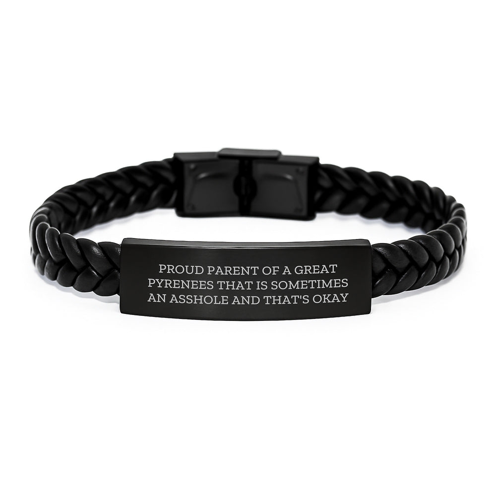 Funny Great Pyrenees Dog Gifts for Proud Parents - Interlaced Leather Bracelet, Stainless Steel and PU Leather Combination, 7.87 inches Long, Gifts from Friends for Graduation - Image 1