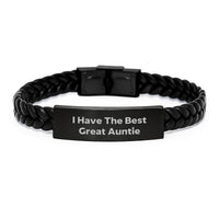 Load image into Gallery viewer, Funny Auntie Interlaced Leather Bracelet Gifts from Men to Auntie for Graduation - &#39;I Have The Best Great Auntie&#39; Quote - Image 1
