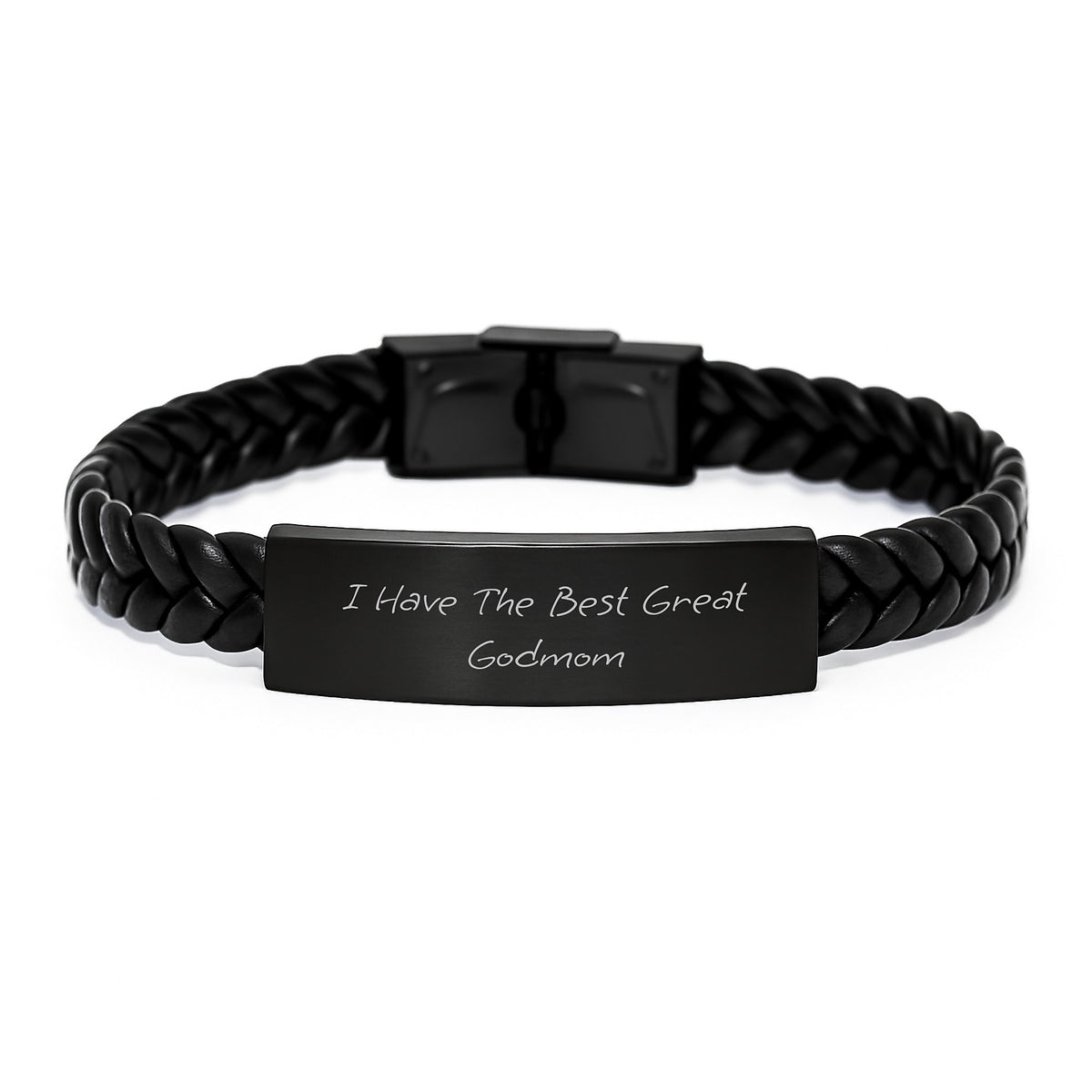 Funny Godmom Gifts for Men - Interlaced Leather Bracelet with 'I Have The Best Great Godmom' Quote, Gifts from Family to Graduation Unique Gifts for Godmom - Image 1