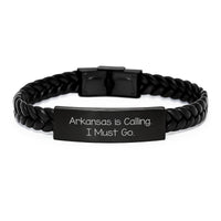 Load image into Gallery viewer, Arkansas Gifts for Men, Unique Interlaced Leather Bracelet with Funny Quote - Gifts from Friends to Arkansas Lovers - Image 1