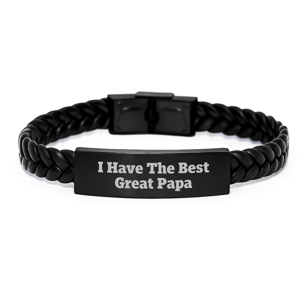Funny Papa Gifts, 'I Have The Best Great Papa' Interlaced Leather Bracelet for Birthday, Gifts from Men to Papa, Papa's Unique Gift - Image 1