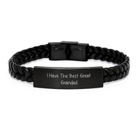 Load image into Gallery viewer, Funny Grandad Gifts from Men to Grandad - Interlaced Leather Bracelet with Quote &#39;I Have The Best Great Grandad&#39; for Graduation Unique Gifts - Image 1
