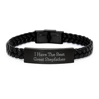 Load image into Gallery viewer, Inspirational Stepfather Gifts from Men, Unique Interlaced Leather Bracelets for Graduation, &#39;I Have The Best Great Stepfather&#39; Quote - Image 1
