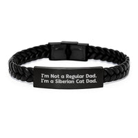 Load image into Gallery viewer, Funny Siberian Cat Dad Gifts for Men, Unique Interlaced Leather Bracelet, Christmas Unique Presents from Husband to Wife, Family, Friends - Image 1
