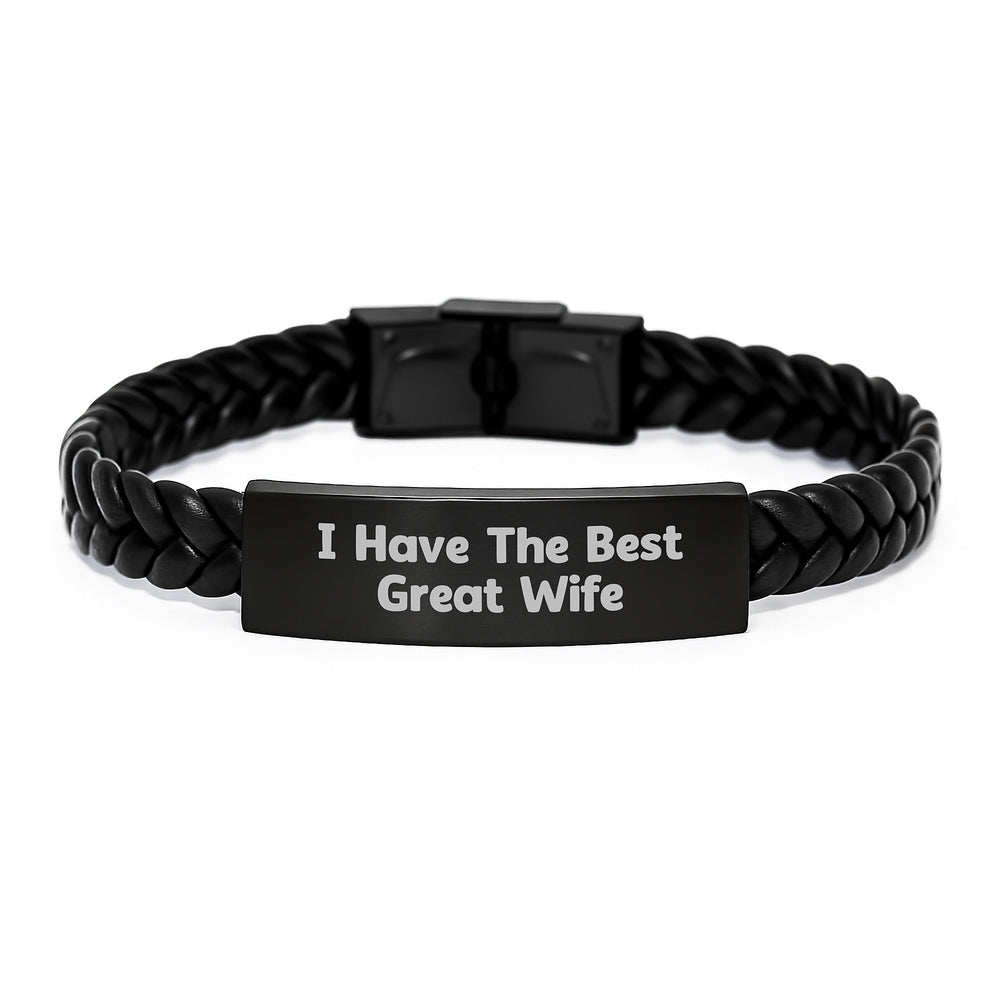Funny Wife Gifts, I Have The Best Great Wife Interlaced Leather Bracelet, Birthday Unique Gifts from Men to Wife - Image 1