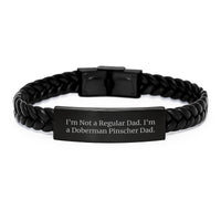 Load image into Gallery viewer, Unique Funny Doberman Pinscher Dog Gifts for Men from Dad to Son, Interlaced Leather Bracelet for Graduation - Image 1
