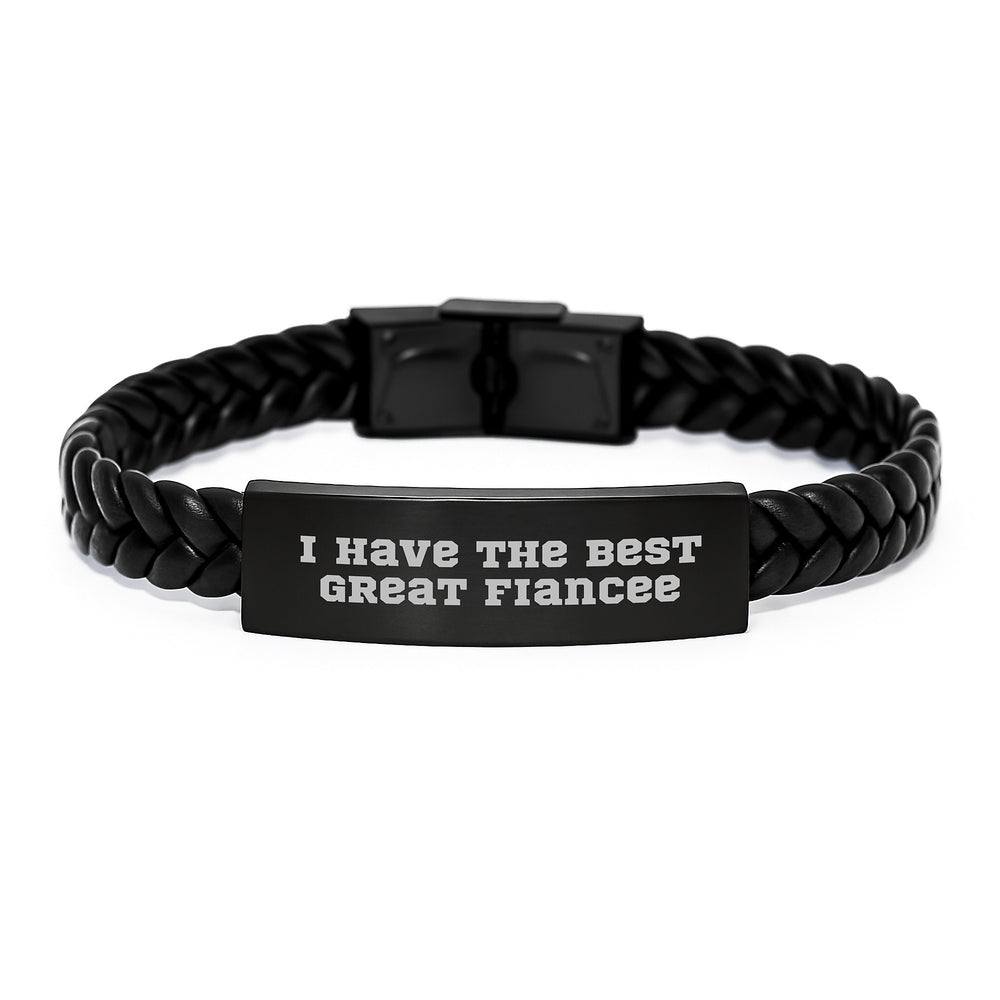 Funny Fiancee Gifts from Men - I Have The Best Great Fiancee Interlaced Leather Birthday Unique Gifts for Fiancee - Image 1
