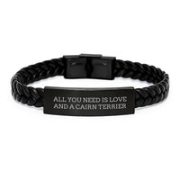 Load image into Gallery viewer, Cairn Terrier Dog Lover Gifts from Men to Women This Christmas Unique Interlaced Leather Bracelet - &#39;All You Need Is Love And A Cairn Terrier&#39; - Image 1
